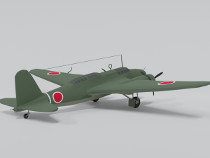 low poly cartoon mitsubishi ki-21 sally wwii 3D Модель