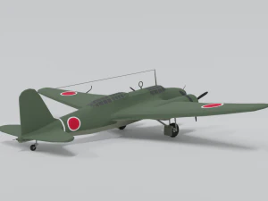 low poly cartoon mitsubishi ki-21 sally wwii 3D Model