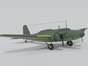 low poly cartoon mitsubishi ki-21 sally wwii 3D Модель