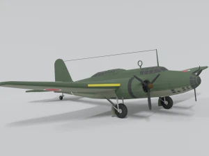low poly cartoon mitsubishi ki-21 sally wwii 3D Model