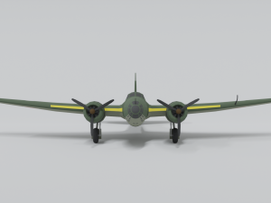 low poly cartoon mitsubishi ki-21 sally wwii 3D Модель
