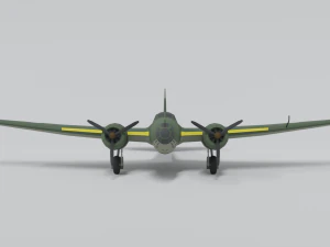 low poly cartoon mitsubishi ki-21 sally wwii 3D Model