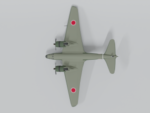 low poly cartoon mitsubishi ki-21 sally wwii 3D Модель
