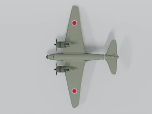 low poly cartoon mitsubishi ki-21 sally wwii 3D Model