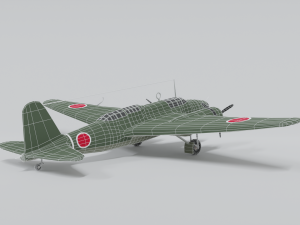 low poly cartoon mitsubishi ki-21 sally wwii 3D Модель