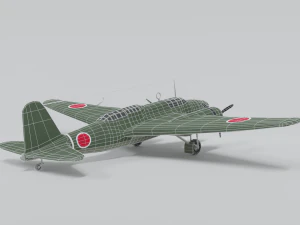 low poly cartoon mitsubishi ki-21 sally wwii 3D Model