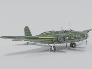 low poly cartoon mitsubishi ki-21 sally wwii 3D Модель