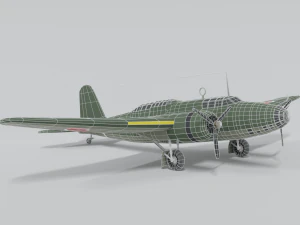 low poly cartoon mitsubishi ki-21 sally wwii 3D Model