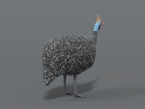 low poly cartoon helmeted guineafowl Model 3D