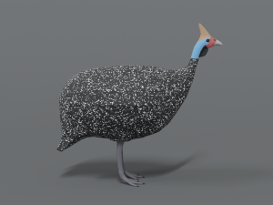 low poly cartoon helmeted guineafowl Model 3D