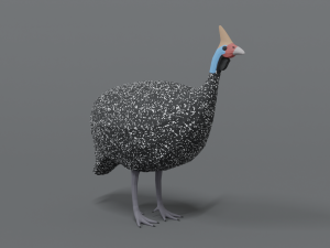 low poly cartoon helmeted guineafowl Model 3D