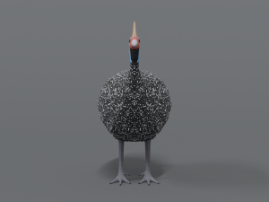 low poly cartoon helmeted guineafowl Model 3D
