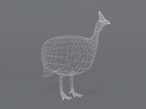 low poly cartoon helmeted guineafowl Model 3D