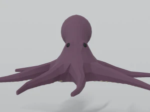 low poly cartoon octopus 3D Model