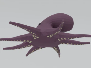 low poly cartoon octopus 3D Model