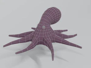 low poly cartoon octopus 3D Model