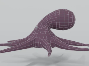low poly cartoon octopus 3D Model