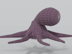 low poly cartoon octopus 3D Model