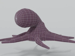 low poly cartoon octopus 3D Model