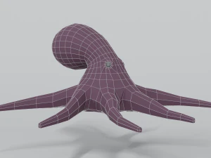 low poly cartoon octopus 3D Model