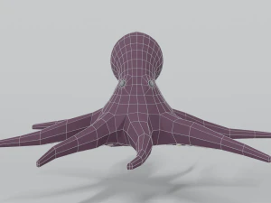 low poly cartoon octopus 3D Model