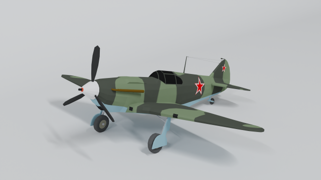 low poly cartoon lagg-3 wwii airplane 3D Model .c4d .max .obj .3ds .fbx .stl .blend 