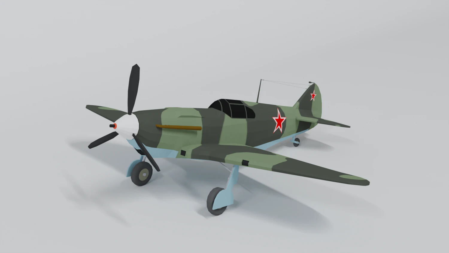 low poly cartoon lagg-3 wwii airplane 3D Model .c4d .max .obj .3ds .fbx .stl .blend 