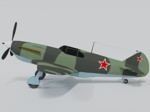 low poly cartoon lagg-3 wwii airplane 3D Model