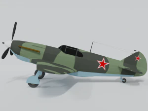 low poly cartoon lagg-3 wwii airplane 3D Model