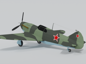 low poly cartoon lagg-3 wwii airplane 3D Model
