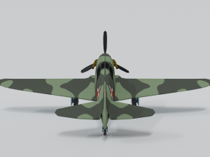 low poly cartoon lagg-3 wwii airplane 3D Model