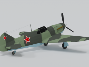 low poly cartoon lagg-3 wwii airplane 3D Model