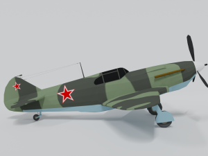 low poly cartoon lagg-3 wwii airplane 3D Model