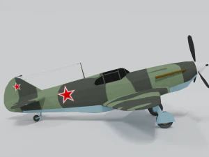 low poly cartoon lagg-3 wwii airplane 3D Model