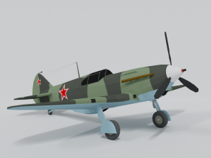 low poly cartoon lagg-3 wwii airplane 3D Model