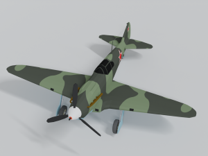 low poly cartoon lagg-3 wwii airplane 3D Model