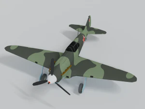 low poly cartoon lagg-3 wwii airplane 3D Model