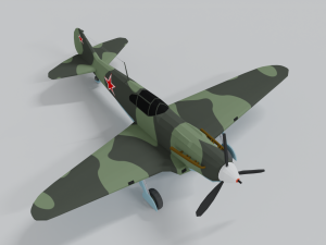 low poly cartoon lagg-3 wwii airplane 3D Model