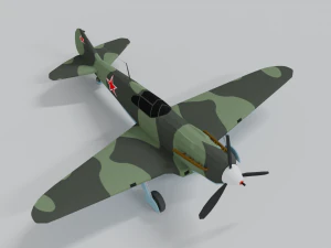 low poly cartoon lagg-3 wwii airplane 3D Model