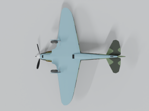 low poly cartoon lagg-3 wwii airplane 3D Model