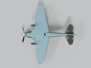 low poly cartoon lagg-3 wwii airplane 3D Model