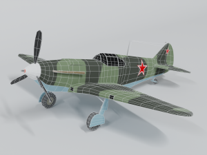 low poly cartoon lagg-3 wwii airplane 3D Model