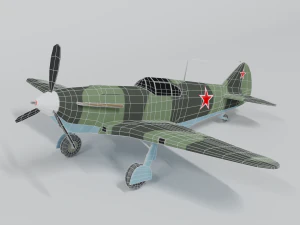 low poly cartoon lagg-3 wwii airplane 3D Model