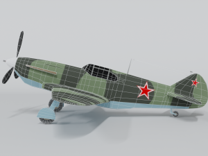 low poly cartoon lagg-3 wwii airplane 3D Model