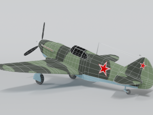 low poly cartoon lagg-3 wwii airplane 3D Model