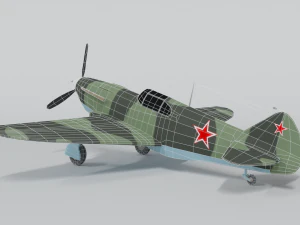 low poly cartoon lagg-3 wwii airplane 3D Model