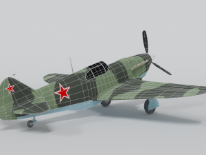 low poly cartoon lagg-3 wwii airplane 3D Model