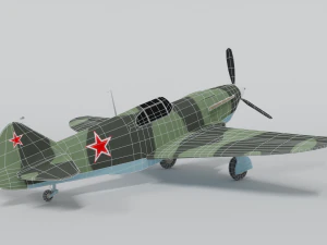 low poly cartoon lagg-3 wwii airplane 3D Model