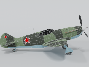 low poly cartoon lagg-3 wwii airplane 3D Model