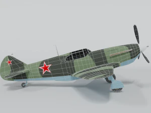 low poly cartoon lagg-3 wwii airplane 3D Model